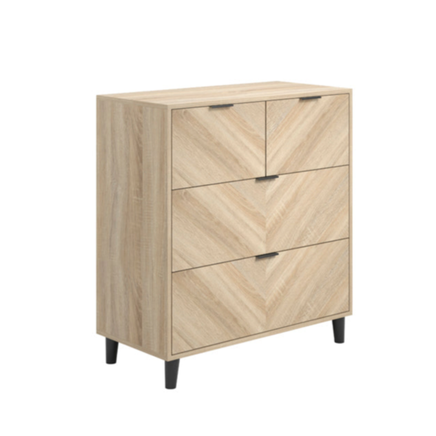 Stockholm Chevron Light Wood Chest of Drawers | 4 Drawers